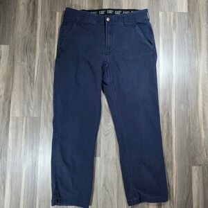 CAT Caterpillar Mens 34x30 Navy Blue Canvas Stretch Work Pants Straight Leg